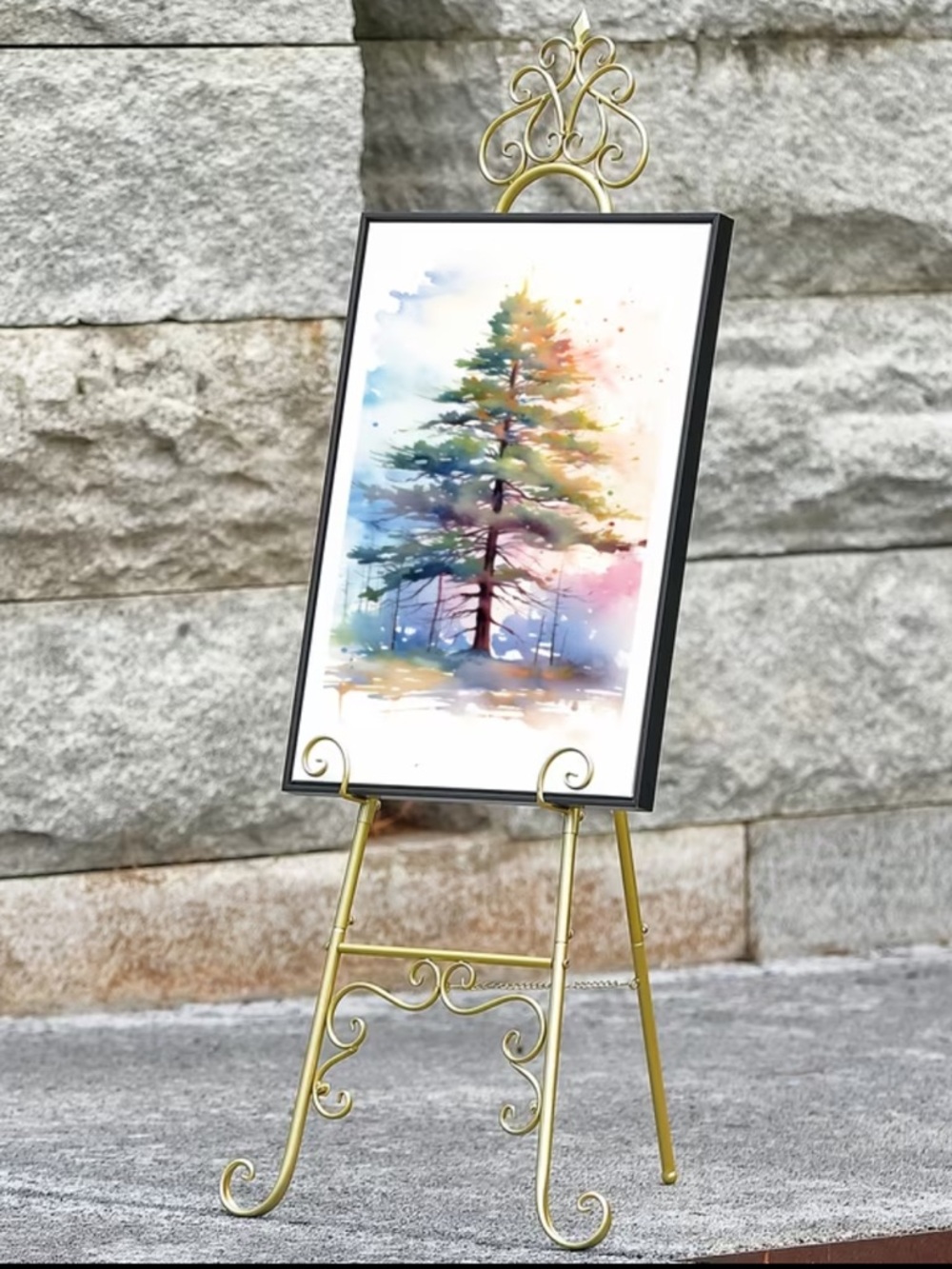 Large Gold Metal Adjustable Easel